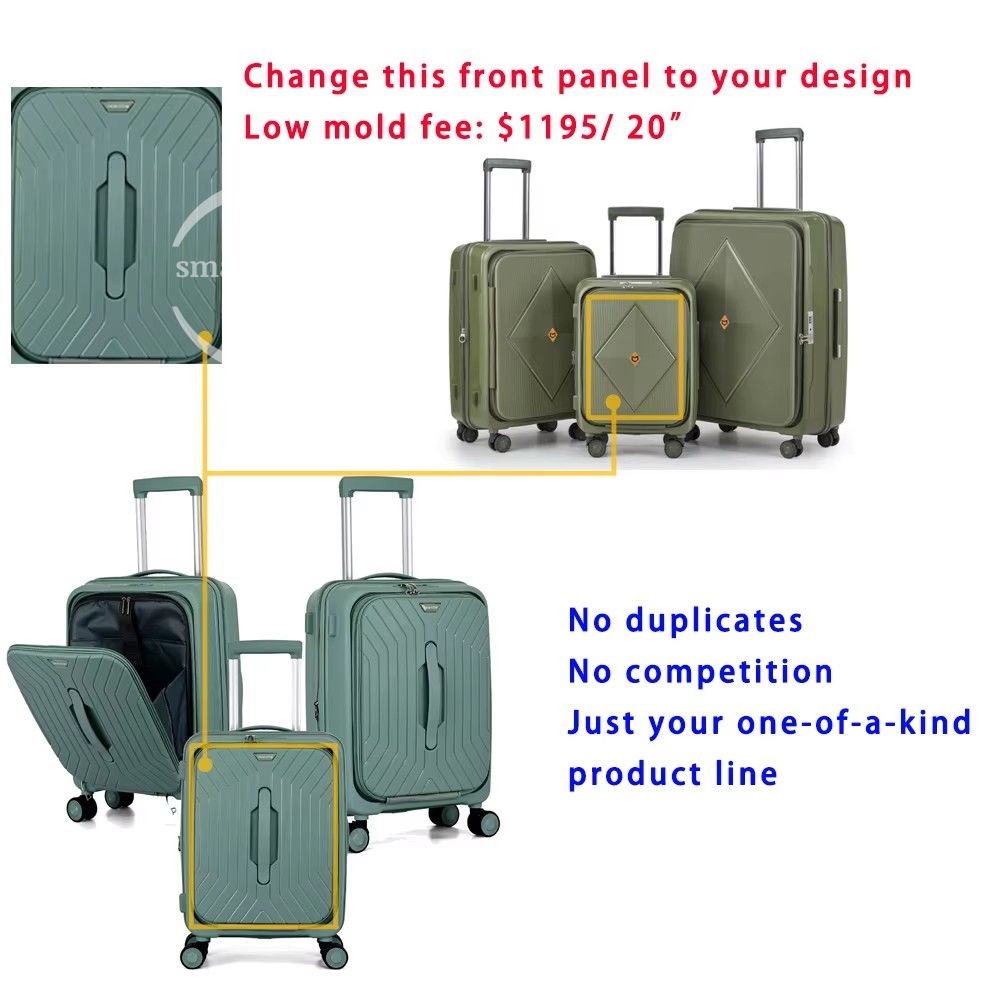 Customize Exclusive PP Luggage Style With Low Mold Cost