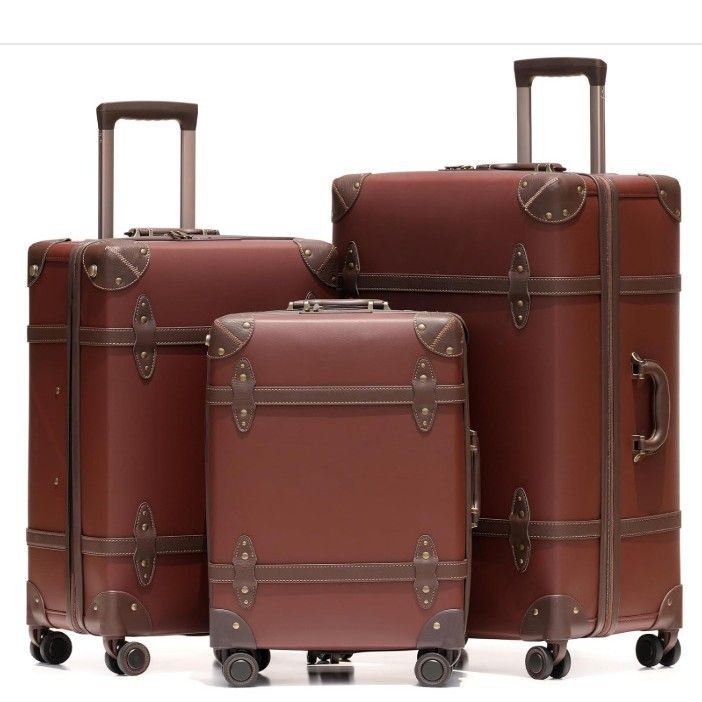 Coffee Checker Pattern Spinner Luggage with Vintage Corner Design