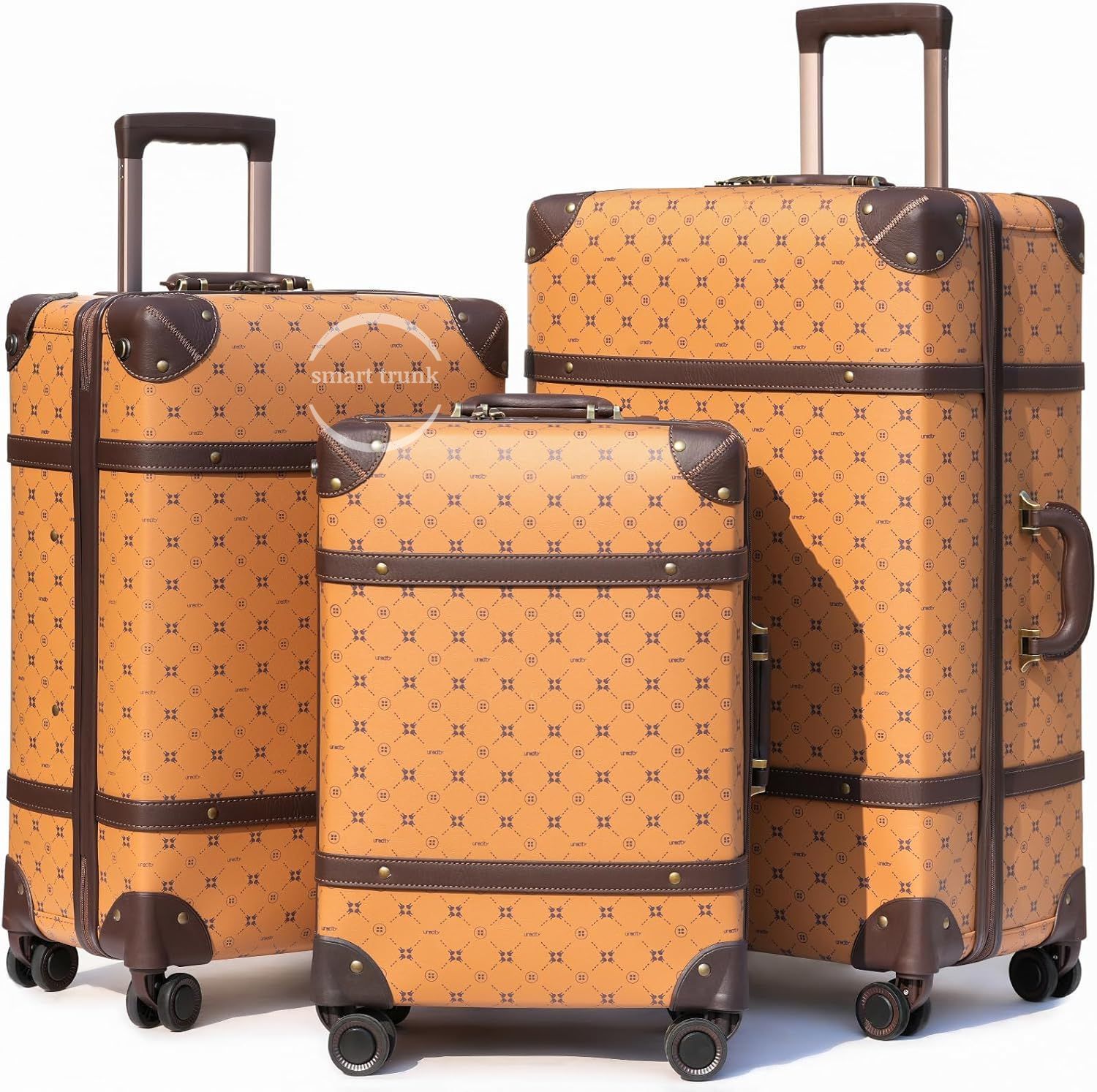Coffee Checker Pattern Spinner Luggage with Vintage Corner Design