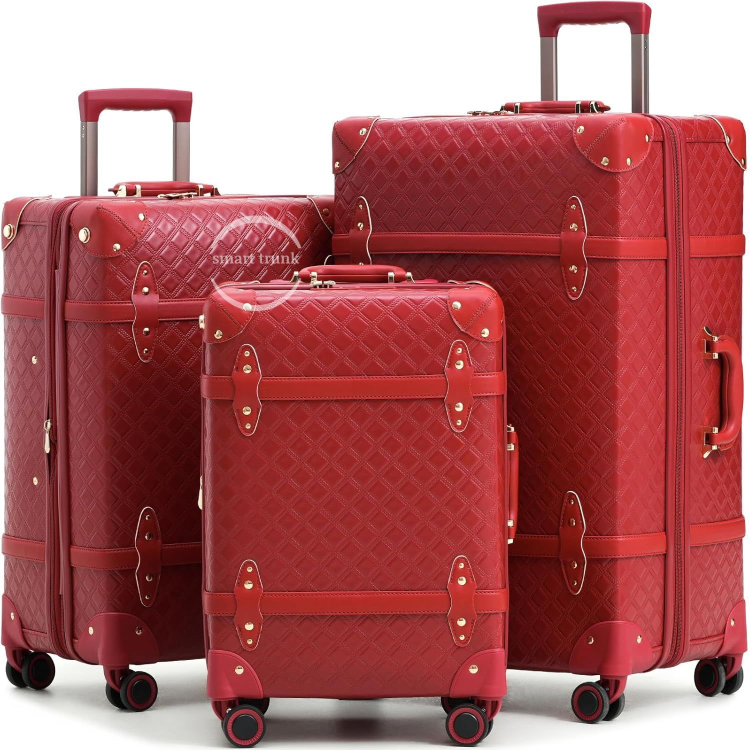 Coffee Checker Pattern Spinner Luggage with Vintage Corner Design