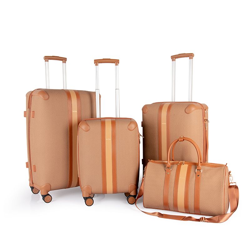 Custom Logo 4 Piece PU Leather Soft Luggage Set with Silent Spinner Wheels - Low MOQ Wholesale